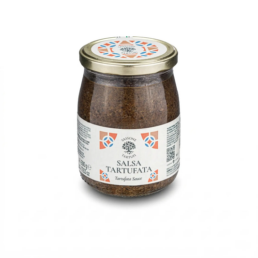 Pote de 500g de autêntica salsa tartufata italiana. Molho premium de trufas negras para alta gastronomia e finalização de pratos. trufa fresca